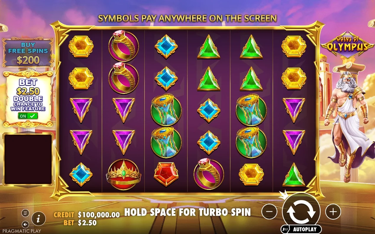 Walzengitter mit Ring, Diamant und Dreieck-Edelsteinen, Double Chance auf ON, Bet $2.50.